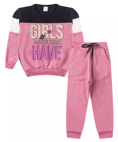 Conjunto de Inverno Infantil Feminino Girls Rosa