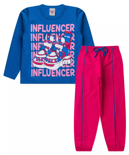 Conjunto de Inverno Infantil Feminino Influencer Azul