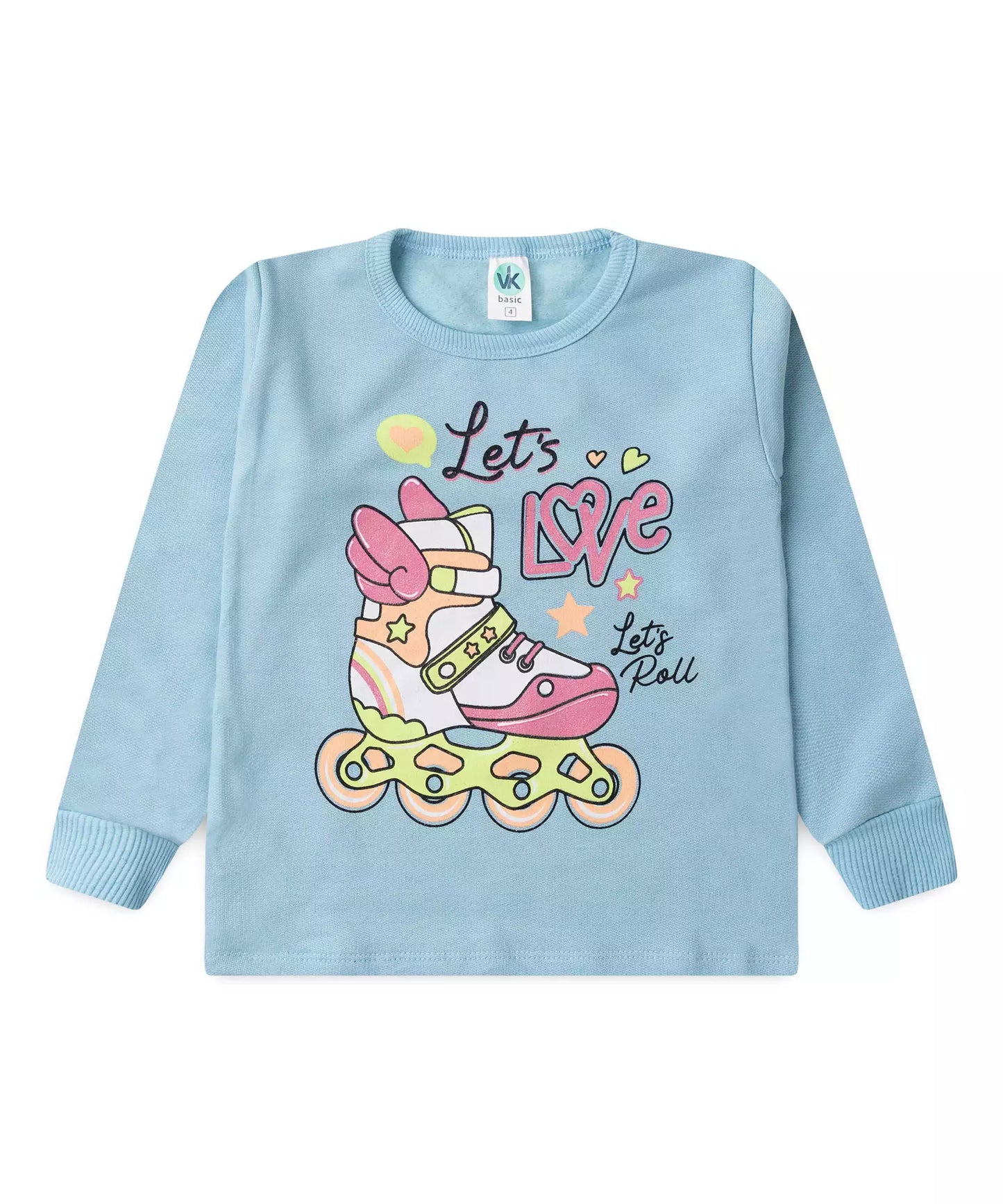 Conjunto de Inverno Infantil Feminino Patins Azul