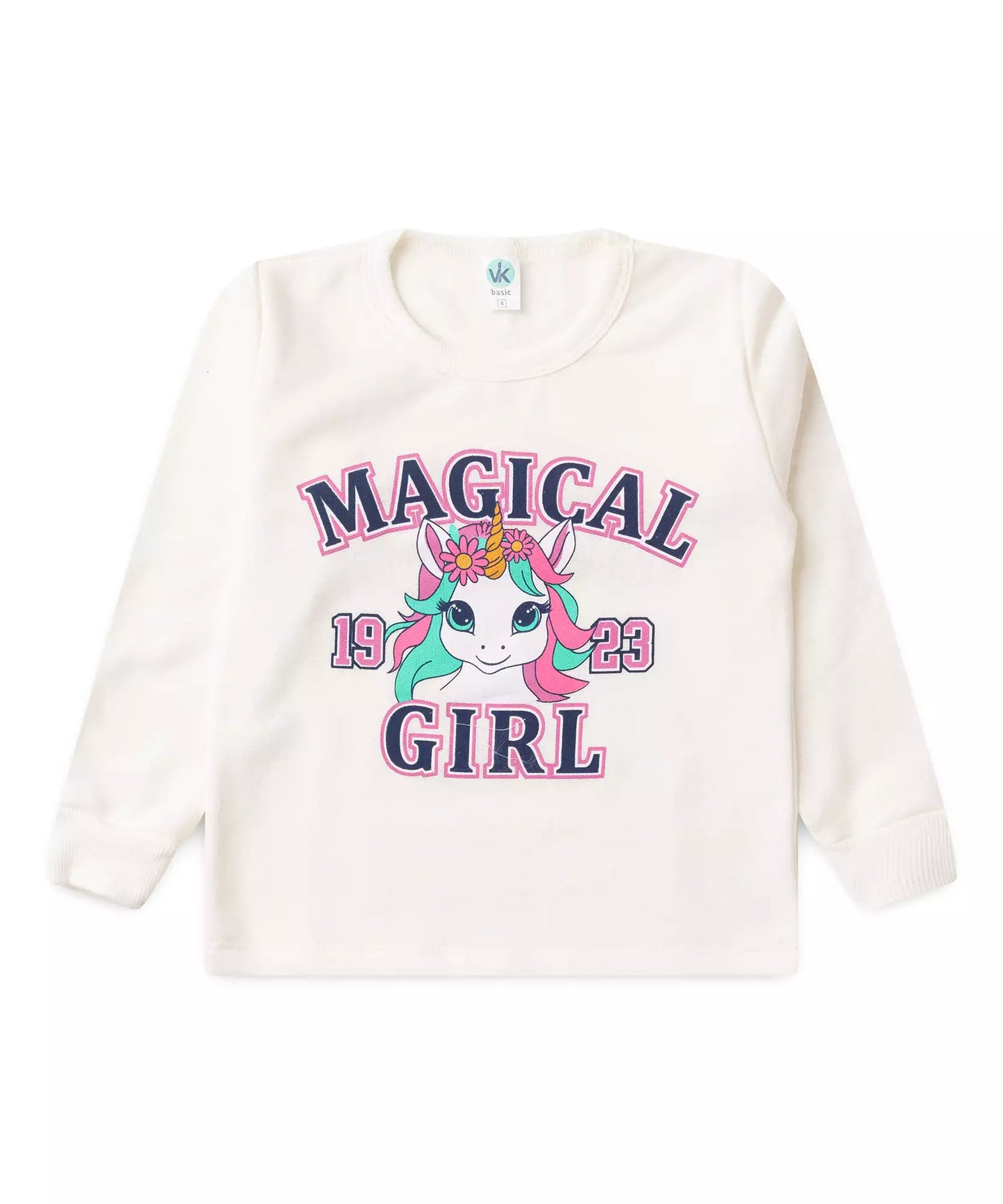 Conjunto de Inverno Infantil Feminino Unicórnio em Marfim