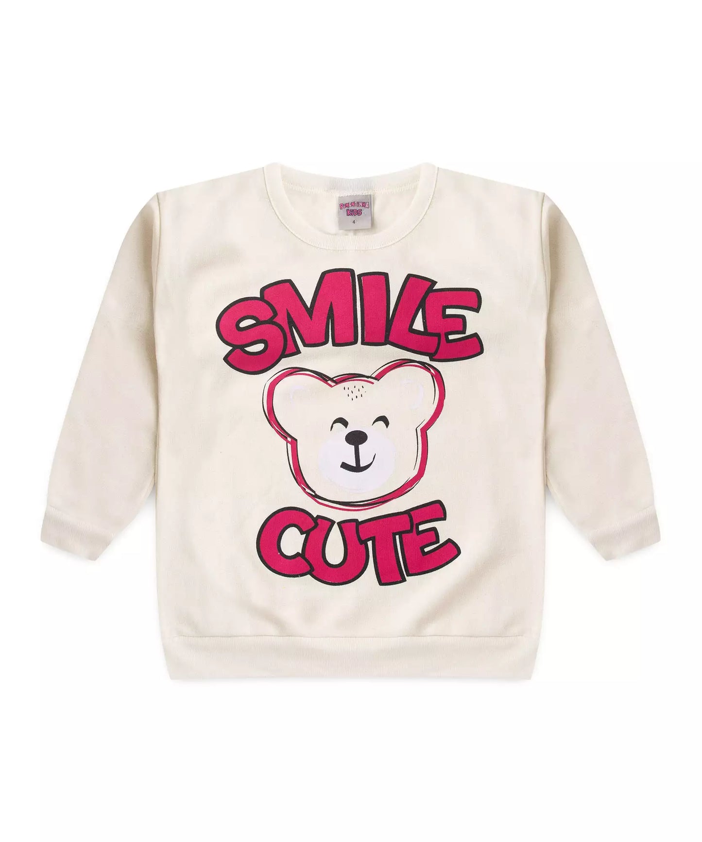 Conjunto de Inverno Infantil Feminino Ursinho Marfim