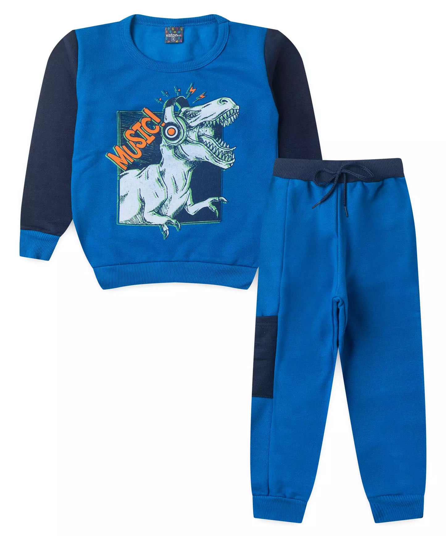 Conjunto de Inverno Infantil Masculino no Dinossauro Azul