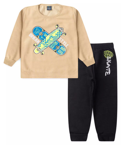 Conjunto de Inverno Infantil Masculino Skate Marrom