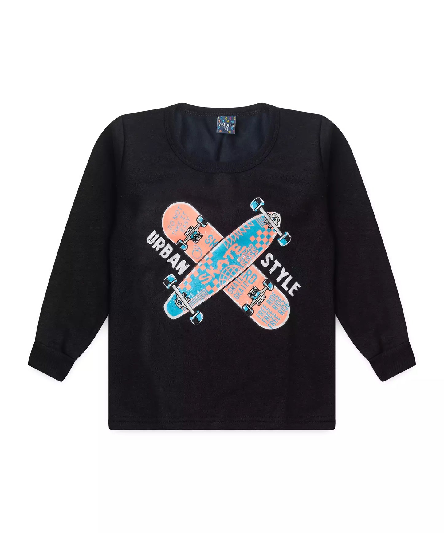 Conjunto de Inverno Infantil Masculino Skate em Preto