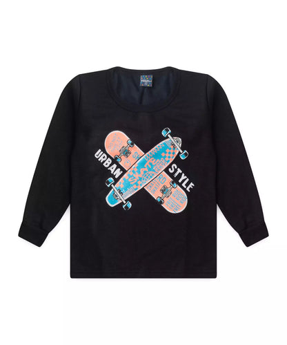 Conjunto de Inverno Infantil Masculino Skate em Preto