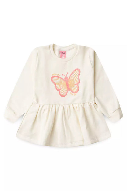 Conjunto de Inverno Infantil Menina Borboleta Marfim