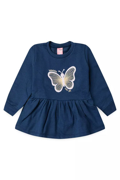 Conjunto de Inverno Infantil Menina Borboleta Marinho