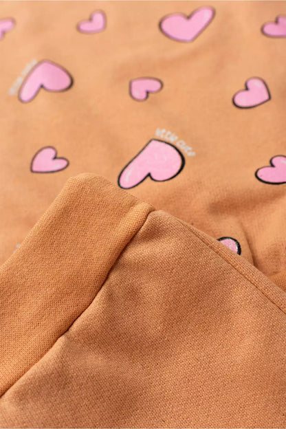 Conjunto de Inverno Infantil Menina Coração Encantado Laranja