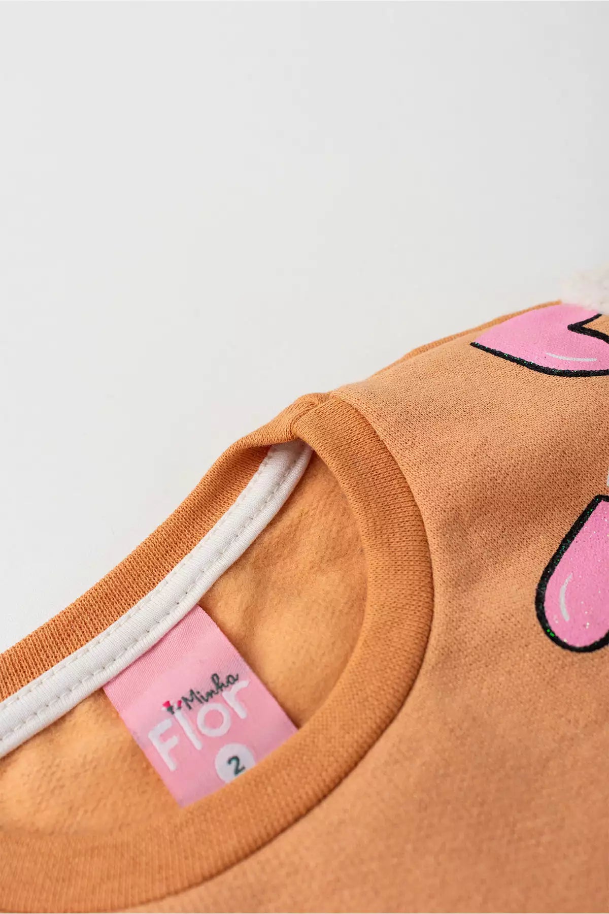 Conjunto de Inverno Infantil Menina Coração Encantado Laranja