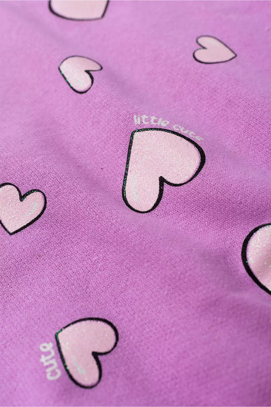 Conjunto de Inverno Infantil Menina Coração Encantado Lilás