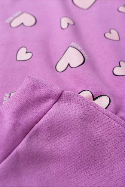 Conjunto de Inverno Infantil Menina Coração Encantado Lilás