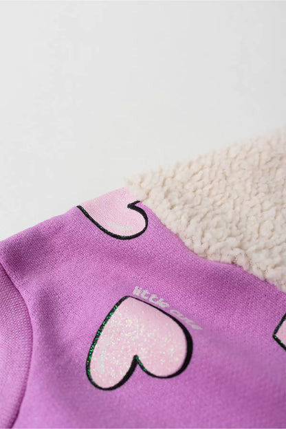 Conjunto de Inverno Infantil Menina Coração Encantado Lilás