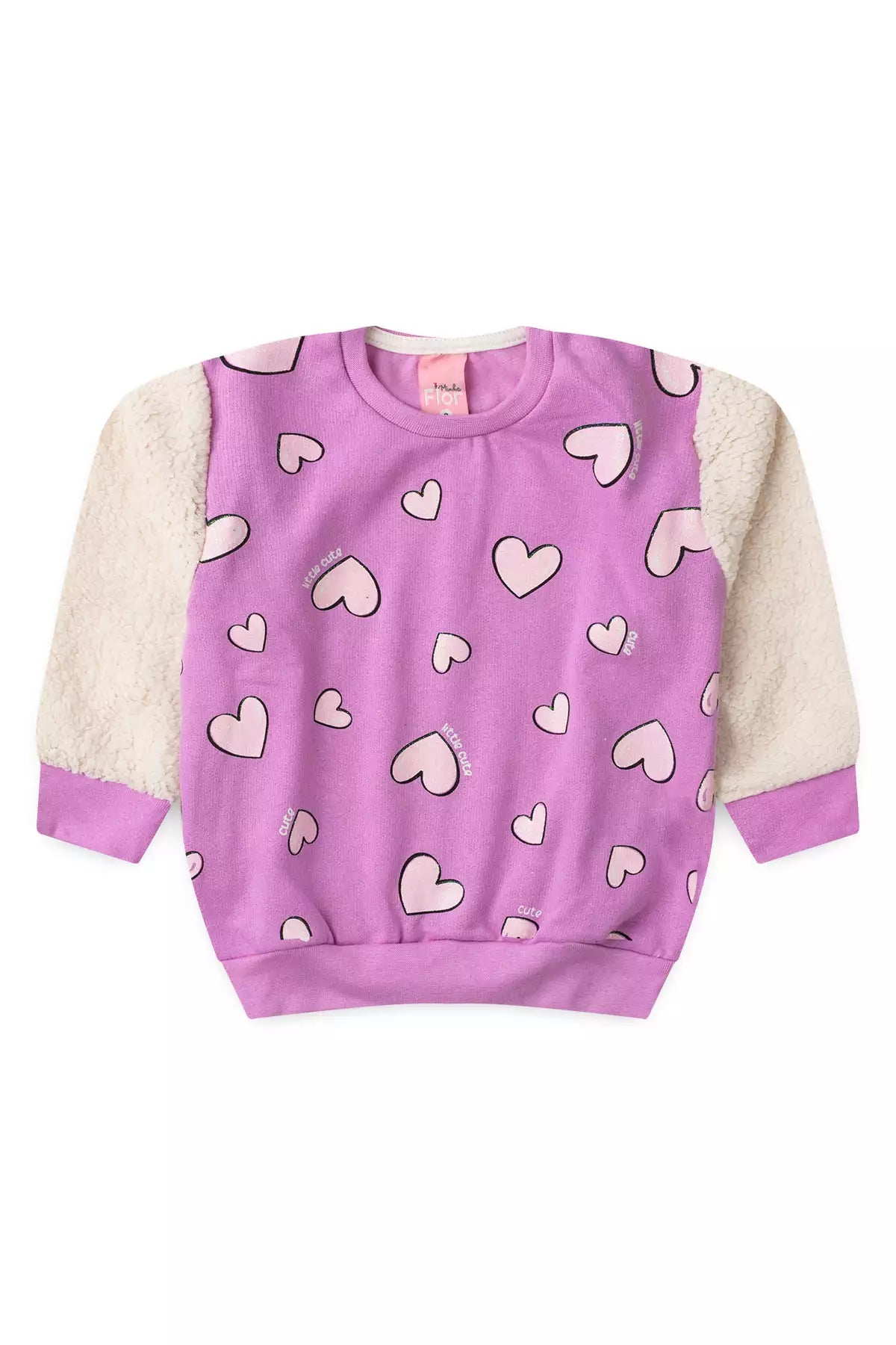 Conjunto de Inverno Infantil Menina Coração Encantado Lilás
