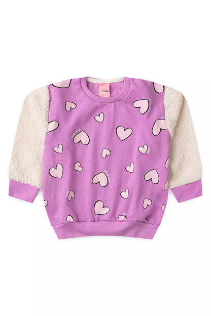 Conjunto de Inverno Infantil Menina Coração Encantado Lilás