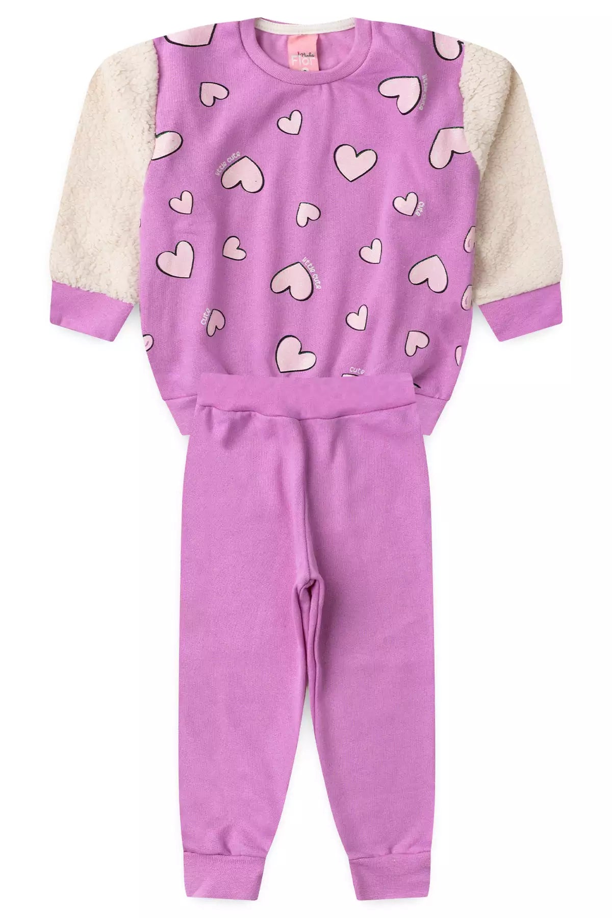 Conjunto de Inverno Infantil Menina Coração Encantado Lilás