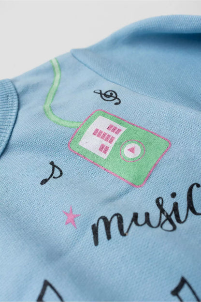 Conjunto de Inverno Infantil Menina Gatinha Musical Azul