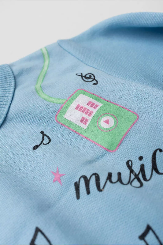 Conjunto de Inverno Infantil Menina Gatinha Musical Azul