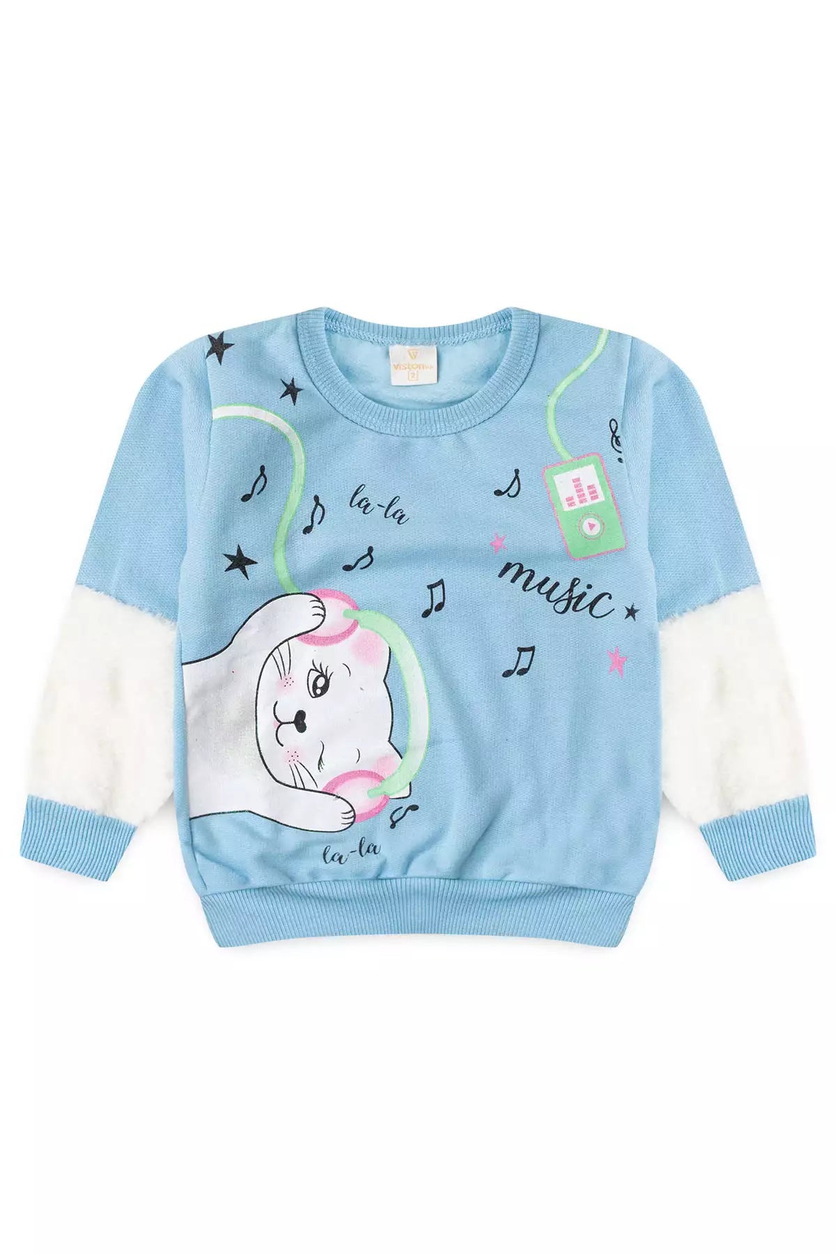 Conjunto de Inverno Infantil Menina Gatinha Musical Azul