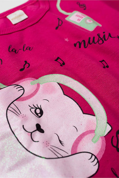 Conjunto de Inverno Infantil Menina Gatinha Musical Pink