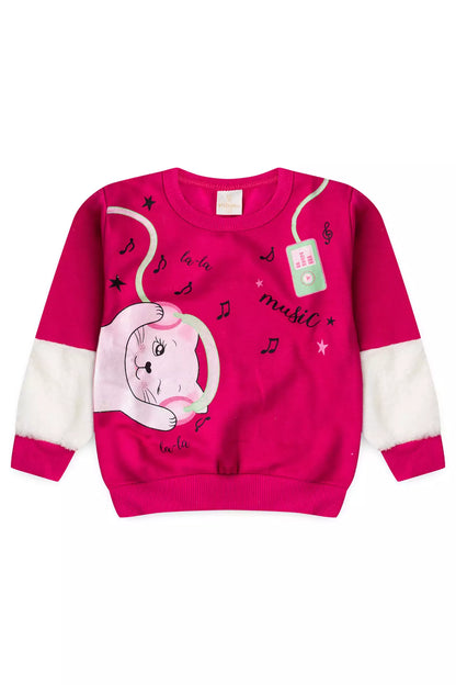 Conjunto de Inverno Infantil Menina Gatinha Musical Pink