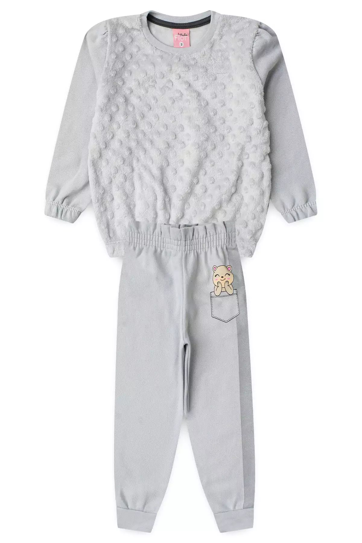 Conjunto de Inverno Infantil Menina Gatinho Glow Cinza
