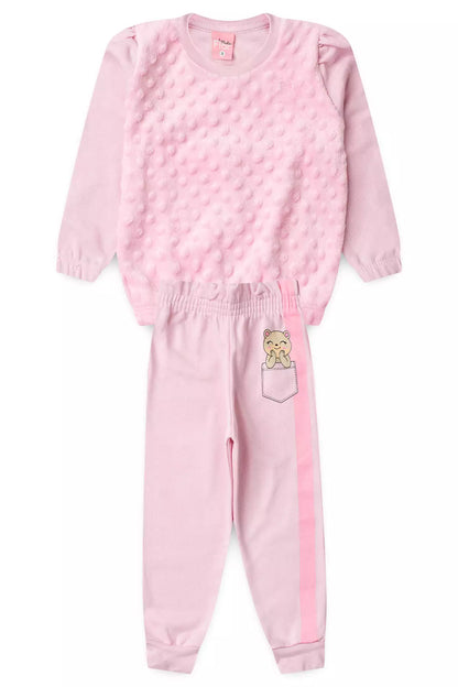 Conjunto de Inverno Infantil Menina Gatinho Glow Rosa