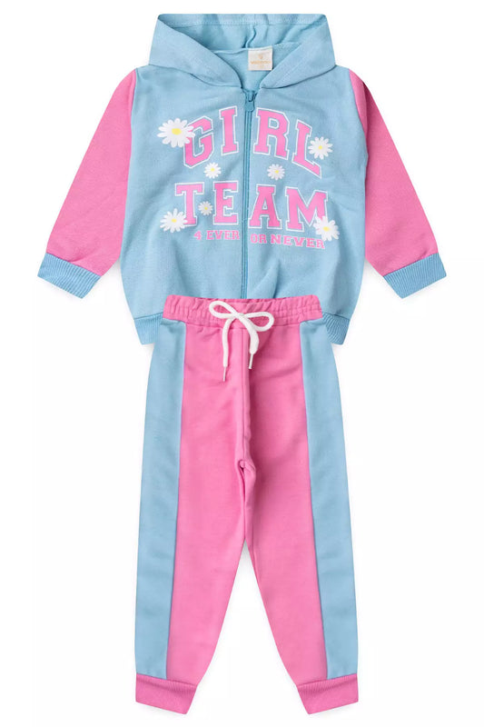 Conjunto de Inverno Infantil Menina Girl Team Azul