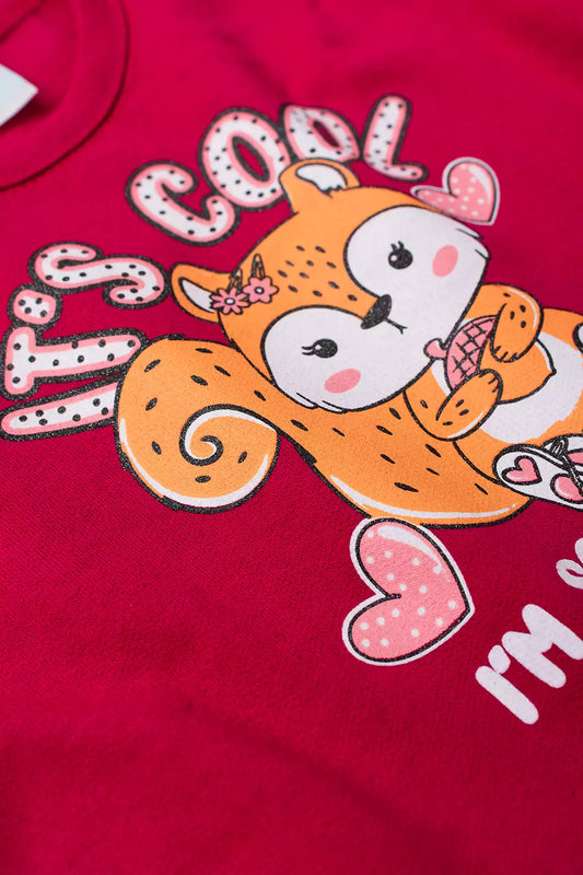 Conjunto de Inverno Infantil Menina Raposa Fashion Pink
