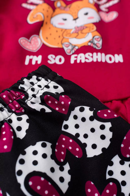 Conjunto de Inverno Infantil Menina Raposa Fashion Pink
