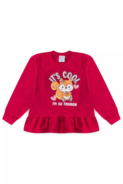Conjunto de Inverno Infantil Menina Raposa Fashion Pink