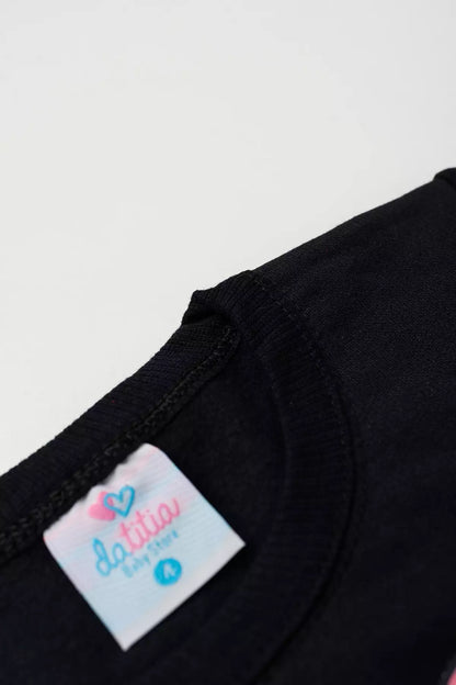 Conjunto de Inverno Infantil Menina Raposa Fashion Preto