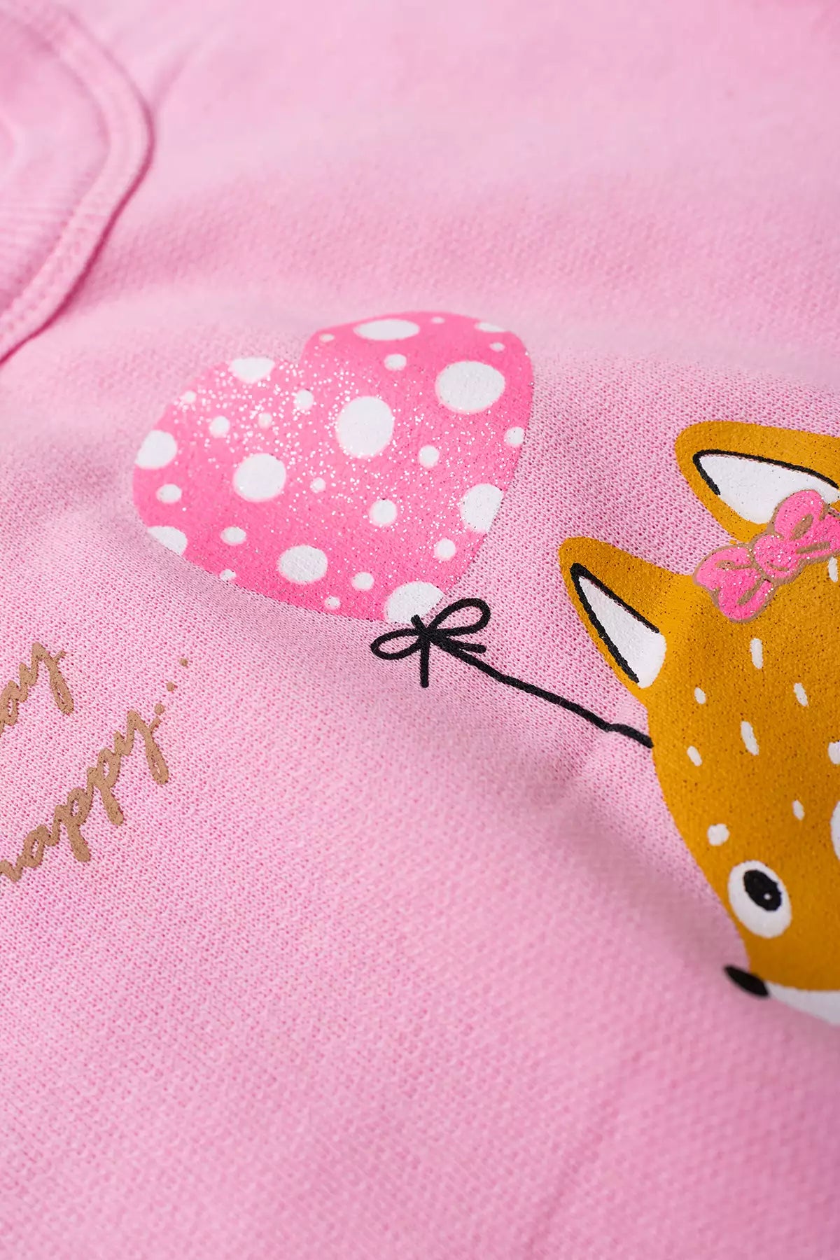 Conjunto de Inverno Infantil Menina Raposinha Feliz Rosa