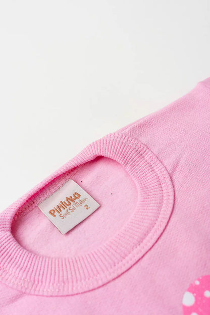 Conjunto de Inverno Infantil Menina Raposinha Feliz Rosa