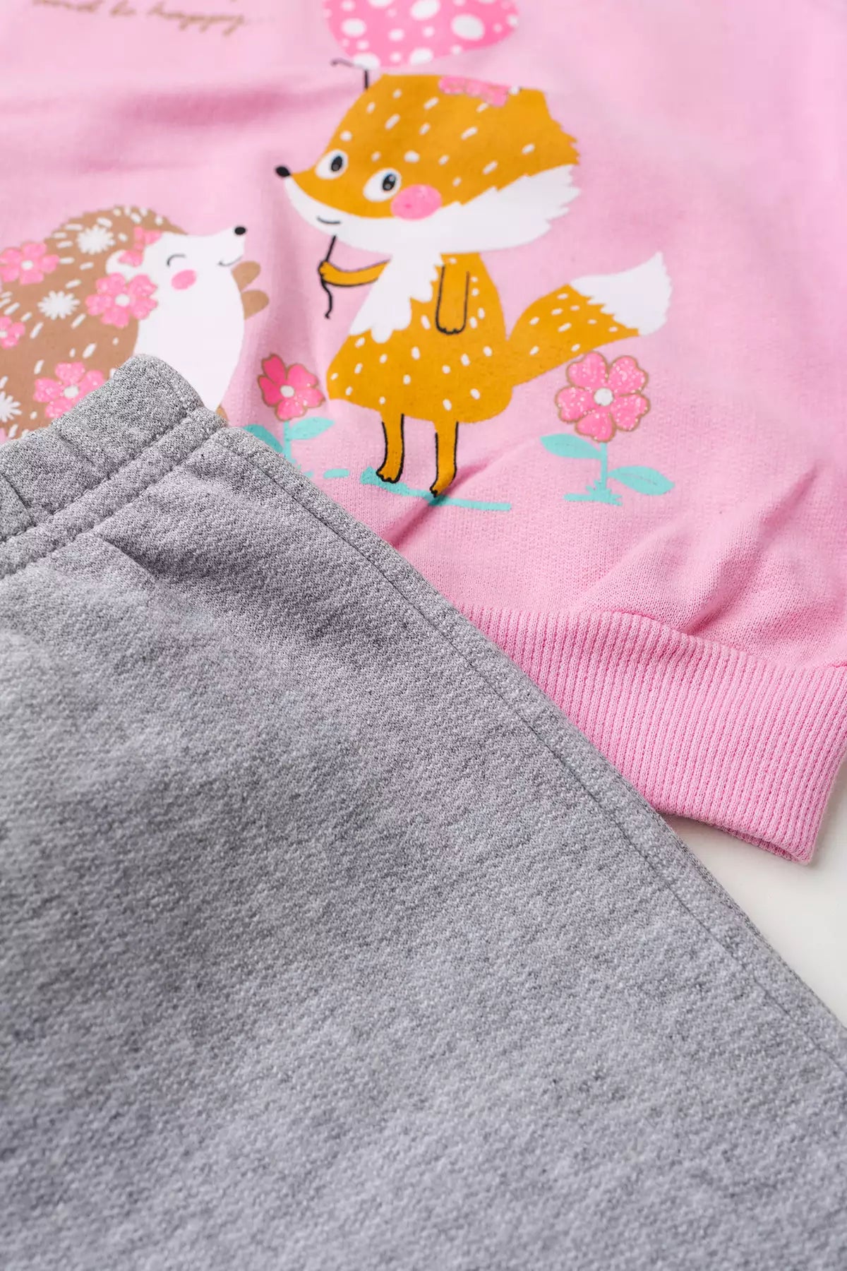 Conjunto de Inverno Infantil Menina Raposinha Feliz Rosa
