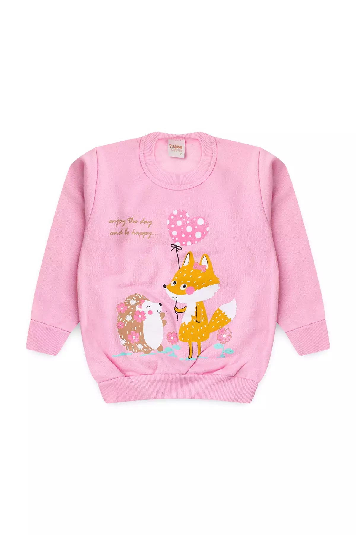 Conjunto de Inverno Infantil Menina Raposinha Feliz Rosa
