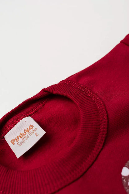 Conjunto de Inverno Infantil Menina Raposinha Feliz Vermelho