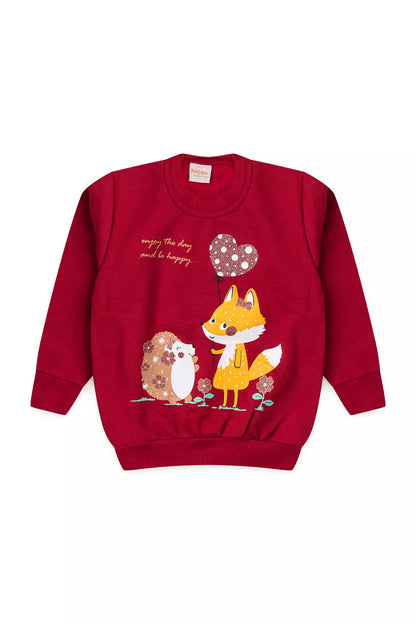 Conjunto de Inverno Infantil Menina Raposinha Feliz Vermelho