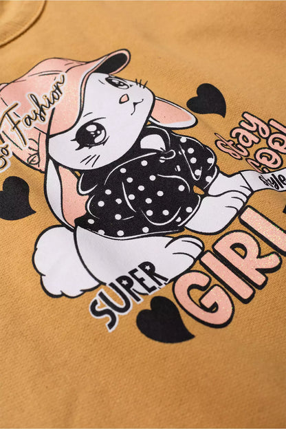 Conjunto de Inverno Infantil Menina Super Girl Marrom