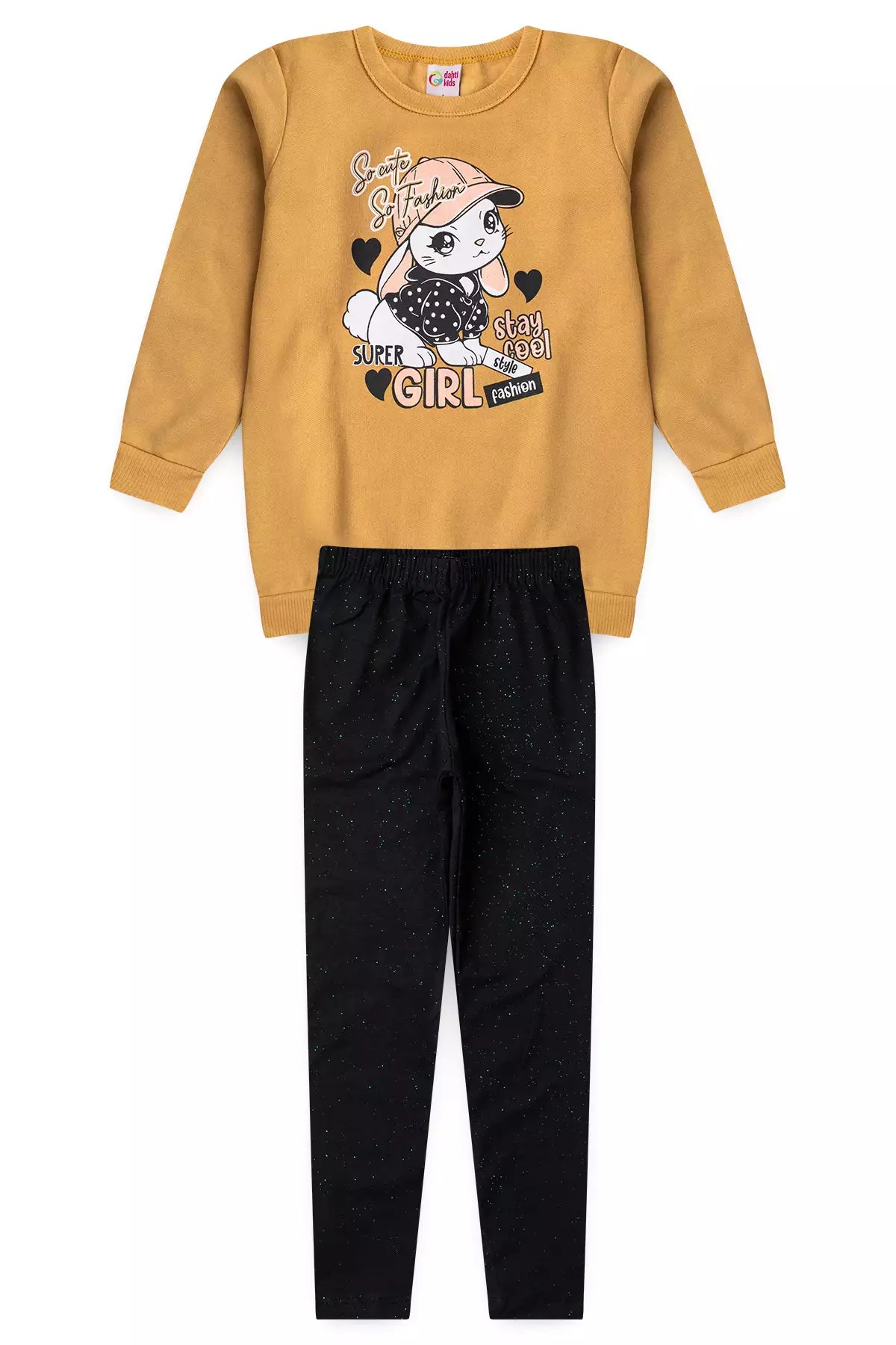 Conjunto de Inverno Infantil Menina Super Girl Marrom