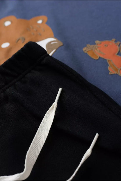 Conjunto de Inverno Infantil Menino Amigos da Floresta Marinho