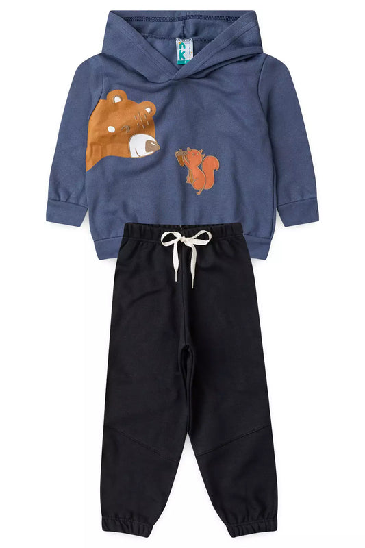 Conjunto de Inverno Infantil Menino Amigos da Floresta Marinho