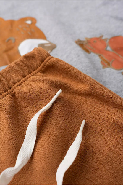 Conjunto de Inverno Infantil Menino Amigos da Floresta Mescla