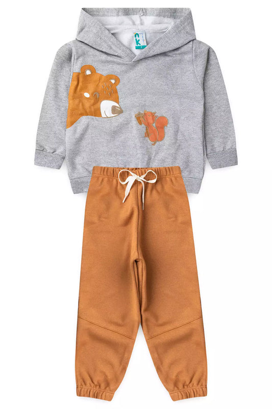 Conjunto de Inverno Infantil Menino Amigos da Floresta Mescla