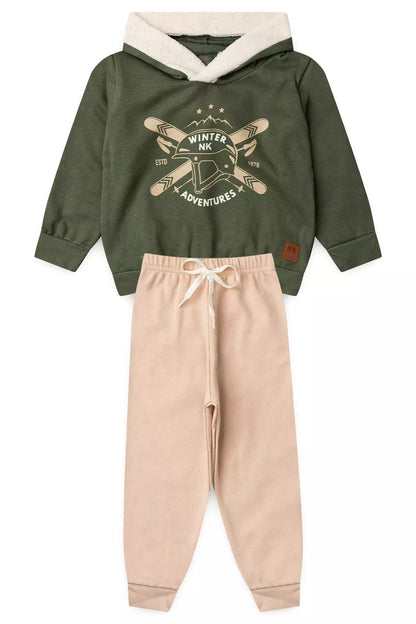Conjunto de Inverno Infantil Menino Aventuras de Inverno Verde