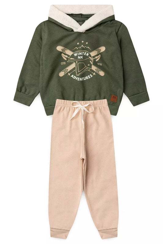 Conjunto de Inverno Infantil Menino Aventuras de Inverno Verde