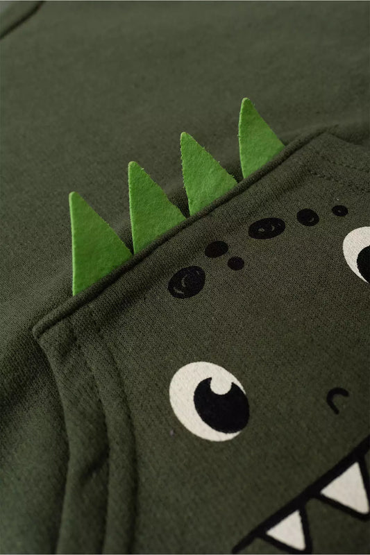 Conjunto de Inverno Infantil Menino Carinha Dino Verde