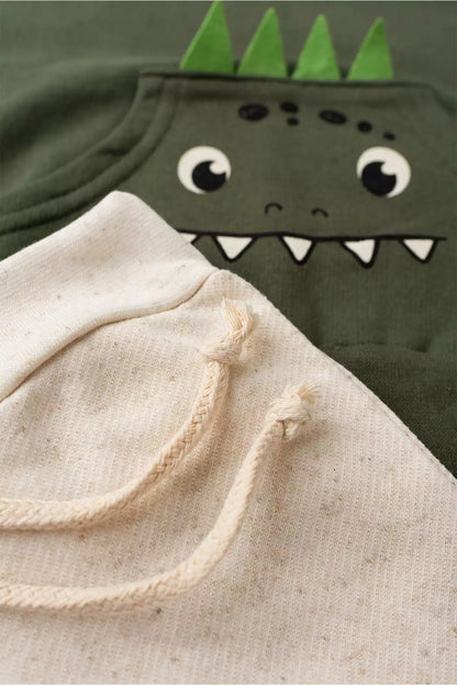 Conjunto de Inverno Infantil Menino Carinha Dino Verde