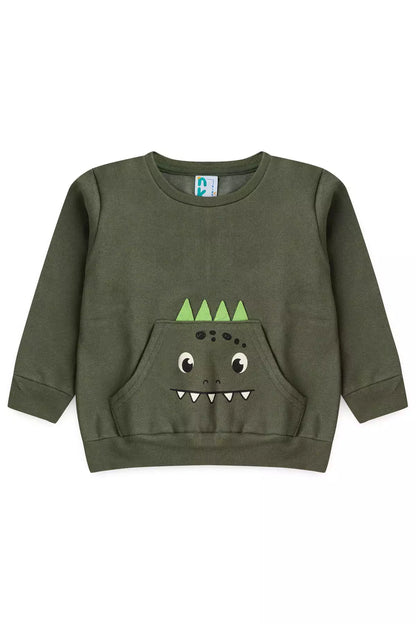 Conjunto de Inverno Infantil Menino Carinha Dino Verde