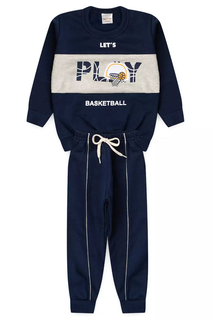 Conjunto de Inverno Infantil Menino Play Basketball Marinho