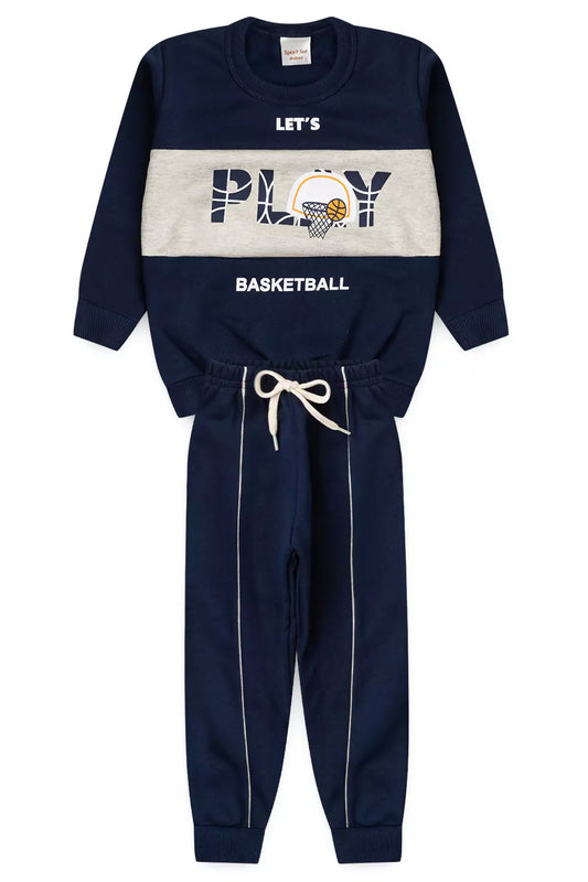 Conjunto de Inverno Infantil Menino Play Basketball Marinho